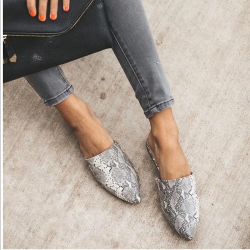 RESTOCK SNAKE SKIN FLATS SLIP ON MULES - Shoe - Picture 2 of 4